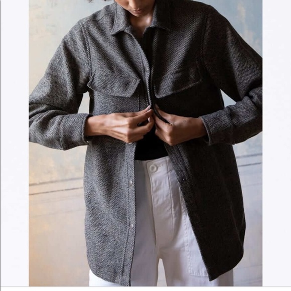 Ragdoll Wool Blended Herringbone Oversized Shirt Jacket - Picture 2 of 16